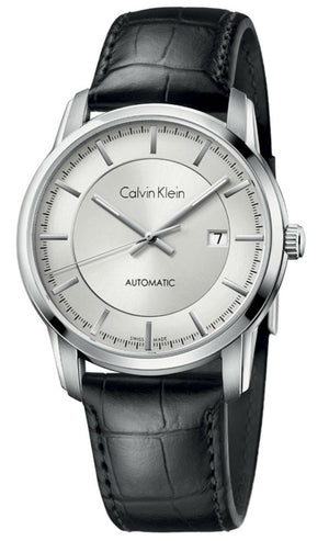 Buy Shop Calvin Klein Infinity Silver Dial Black Leather Strap Watch for Men - K5S341C6 USA Online
