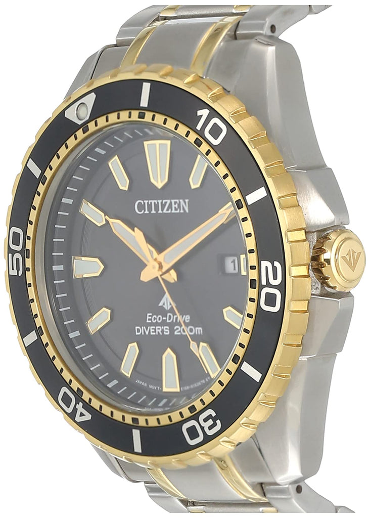 Buy Shop Citizen Eco Drive Promaster Diver Black Dial Two Tone Steel Strap Watch For Men - BN0194-57E USA Online