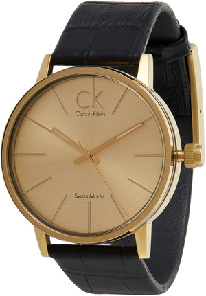 Buy Shop Calvin Klein Post Minimal Rose Gold Dial Black Leather Strap Watch For Men - K7622201 USA Online