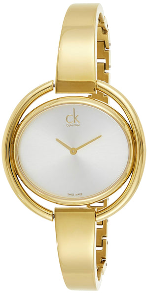 Buy Shop Calvin Klein Impetuous White Dial Gold Steel Strap Watch for Women - K4F2N516 USA Online