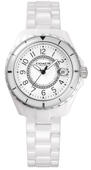 Buy Shop Coach Preston White Dial White Steel Strap Watch for Women - 14503462 USA Online
