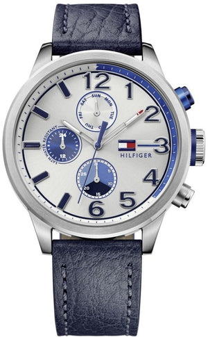 Buy Shop Tommy Hilfiger Jackson Silver Dial Black Leather Strap Watch for Men - 1791240 USA Online