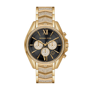 Buy Shop Michael Kors Whitney Chronograph Black Dial Gold Steel Strap Watch for Women - MK7224 USA Online