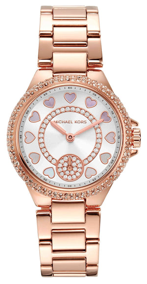 Buy Shop Michael Kors Camille Multifunction White Dial Rose Gold Steel Strap Watch For Women - MK4700 USA Online