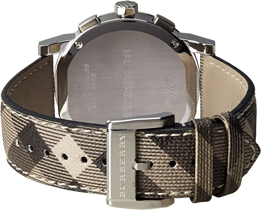 Buy Shop Burberry The City Beige Dial Chequered Brown Leather Strap Watch for Women - BU9029 USA Online