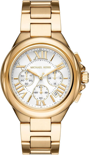 Buy Shop Michael Kors Camille Chronograph White Dial Gold Steel Strap Watch For Women - MK7270 USA Online