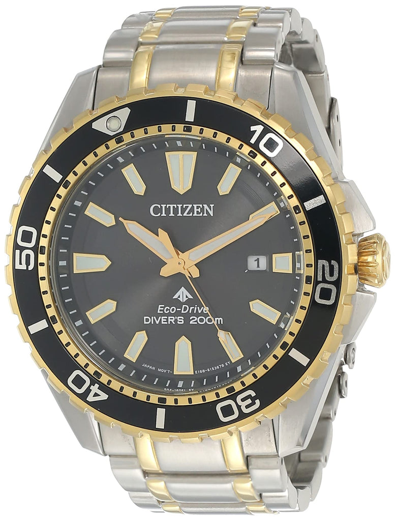 Buy Shop Citizen Eco Drive Promaster Diver Black Dial Two Tone Steel Strap Watch For Men - BN0194-57E USA Online