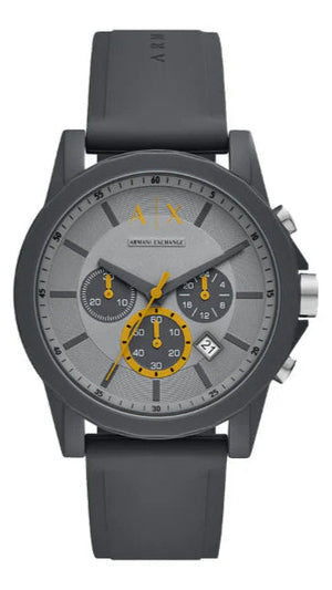 Buy Shop Armani Exchange Outerbanks Chronograph Grey Dial Grey Silicone Strap Watch For Men - AX7123 USA Online