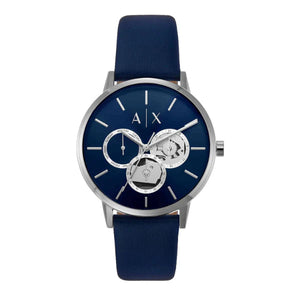 Buy Shop Armani Exchange Cayde Chronograph Blue Dial Blue Leather Strap Watch for Men - AX2746 USA Online