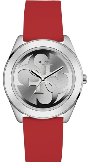 Buy Shop Guess G-Twist Silver Dial Red Rubber Strap Watch for Women - W0911L9 USA Online
