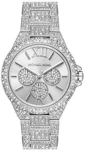 Buy Shop Michael Kors Camille Multifunction Crystals Silver Dial Silver Steel Strap Watch for Women - MK6957 USA Online