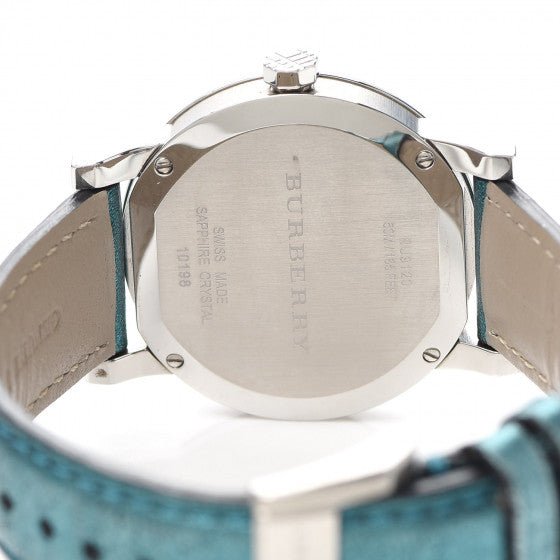 Buy Shop Burberry White Dial Turquoise Leather Strap Watch for Women - BU9120 USA Online
