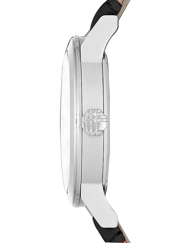 Buy Shop Burberry The City White Dial Black Haymarket Leather Strap Watch for Women - BU9150 USA Online
