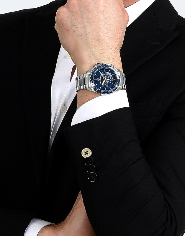 Buy Shop Maserati Traguardo Chronograph Modena Edition Blue Dial Silver Steel Strap Watch For Men - R8871612039 USA Online