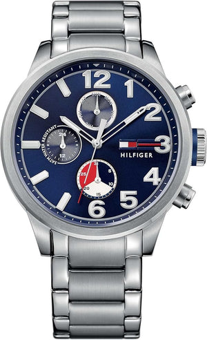 Buy Shop Tommy Hilfiger Jackson Chronograph Blue Dial Silver Steel Strap Watch for Men - 1791242 USA Online