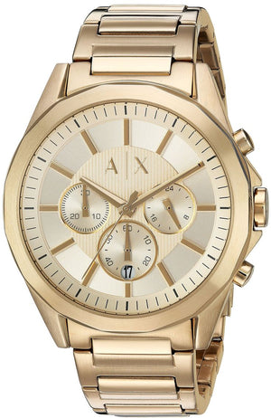Buy Shop Armani Exchange Drexler Chronograph Gold Dial Gold Steel Strap Watch For Men - AX2602 USA Online