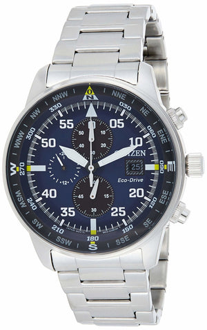 Buy Shop Citizen Eco Drive Chronograph Blue Dial Silver Stainless Steel Watch For Men - CA0690-88L USA Online