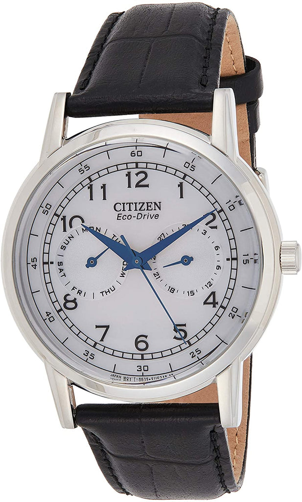 Buy Shop Citizen Eco Drive Silver Dial Black Leather Strap Watch For Men - AO9000-06B USA Online