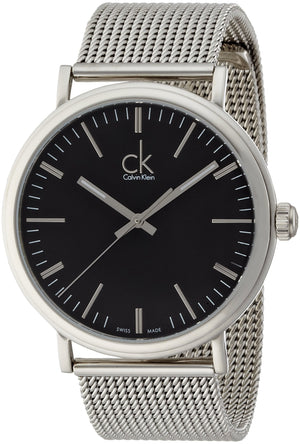 Buy Shop Calvin Klein Surround Black Dial Silver Mesh Bracelet Watch for Men - K3W21121 USA Online