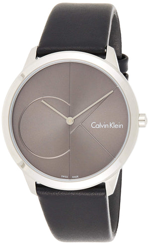 Buy Shop Calvin Klein Minimal Black Dial Black Leather Strap Watch for Men - K3M211C3 USA Online