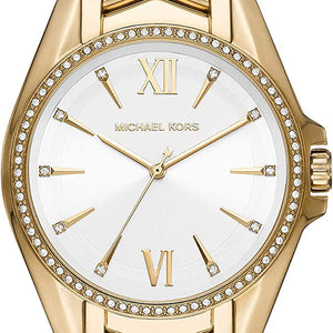 Buy Shop Michael Kors Whitney Three-Hand White Dial Gold Steel Strap Watch For Women - MK6693 USA Online