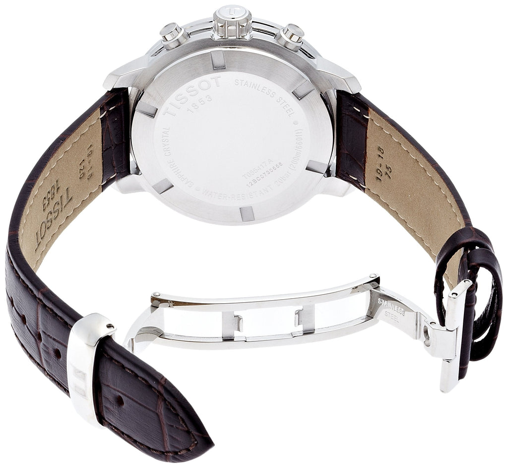 Buy Shop Tissot PRC 200 Chronograph Silver Dial Brown Leather Strap Watch For Men - T055.417.16.037.00 USA Online