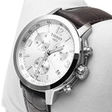 Buy Shop Tissot PRC 200 Chronograph Silver Dial Brown Leather Strap Watch For Men - T055.417.16.037.00 USA Online