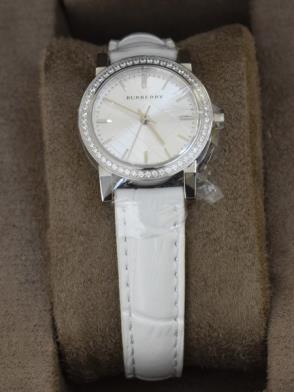 Buy Shop Burberry The City White Diamonds Dial White Leather Strap Watch for Women - BU9221 USA Online