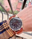 Buy Shop Citizen Eco Drive Multi Function Day & Date Black Dial Brown Leather Strap Watch For Men - AO9003-08E USA Online