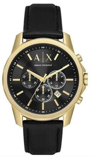 Buy Shop Armani Exchange Outerbanks Chronograph Black Dial Black Leather Strap Watch For Men - AX7133 USA Online
