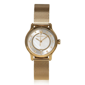 Buy Shop Maserati Epoca Mother of Pearl Dial Yellow Gold Mesh Strap Watch For Women - R8853118502 USA Online