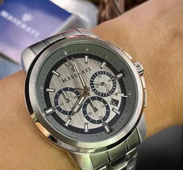 Buy Shop Maserati Successo Chronograph Silver Dial Silver Steel Strap Watch For Men - R8873621006 USA Online