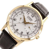 Buy Shop Citizen Watch Eco Drive Day & Date White Dial Black Leather Strap Watch For Men - AO9003-16A USA Online