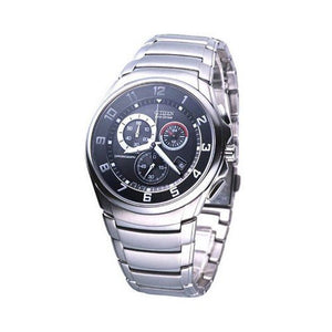 Buy Shop Citizen Eco Drive Chronograph Black Dial Silver Stainless Steel Watch For Men - AT0690-55E USA Online