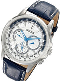 Buy Shop Citizen Eco Drive Calendrier White Dial Blue Leather Strap Watch For Men - BU2020-11A USA Online