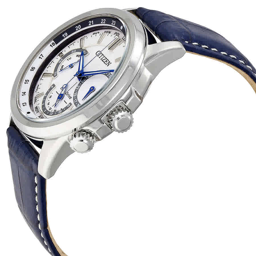 Buy Shop Citizen Eco Drive Calendrier White Dial Blue Leather Strap Watch For Men - BU2020-11A USA Online