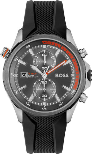Buy Shop Hugo Boss Globetrotter Grey Dial Black Silicone Strap Watch for Men - 1513931 USA Online