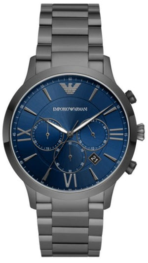 Buy Shop Emporio Armani Giovanni Chronograph Blue Dial Grey Steel Strap Watch For Men - AR11348 USA Online