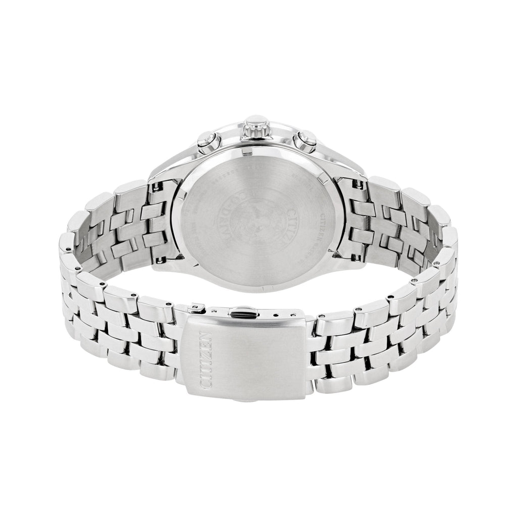 Buy Shop Citizen Eco Drive Chronograph Black Dial Silver Steel Strap Watch For Men - AT2140-55E USA Online