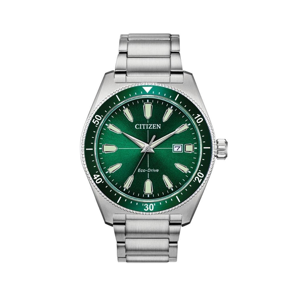 Buy Shop Citizen Eco Drive Vintage Green Dial Silver Steel Strap Watch For Men - AW1598-70X USA Online