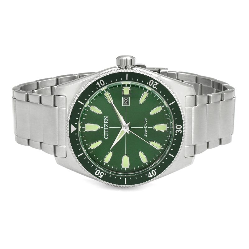 Buy Shop Citizen Eco Drive Vintage Green Dial Silver Steel Strap Watch For Men - AW1598-70X USA Online