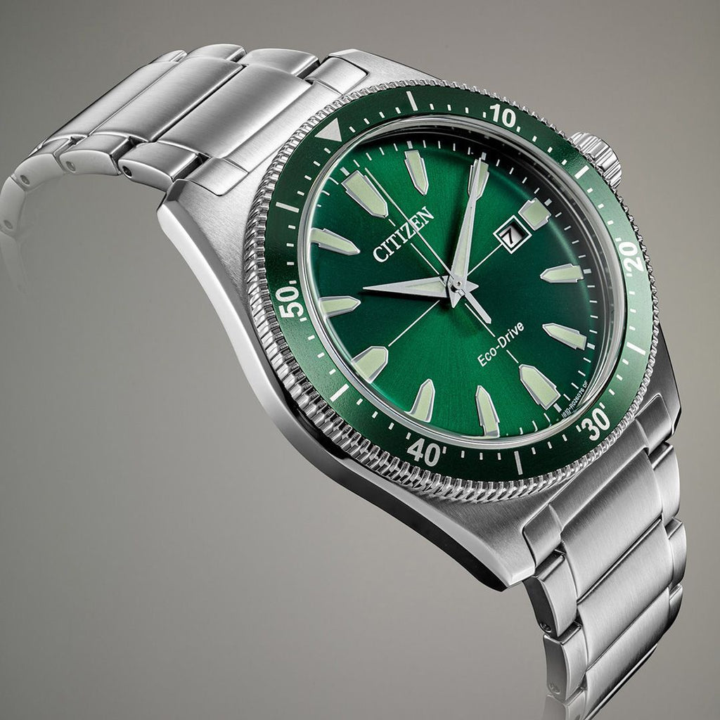Buy Shop Citizen Eco Drive Vintage Green Dial Silver Steel Strap Watch For Men - AW1598-70X USA Online