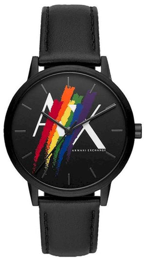 Buy Shop Armani Exchange Cayde Analog Black Dial Black Leather Strap Watch For Men - AX7120 USA Online