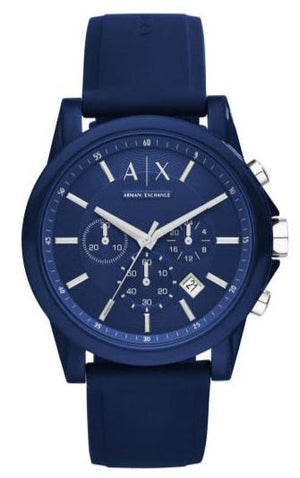 Buy Shop Armani Exchange Outerbanks Chronograph Blue Dial Blue Silicone Strap Watch For Men - AX1327 USA Online