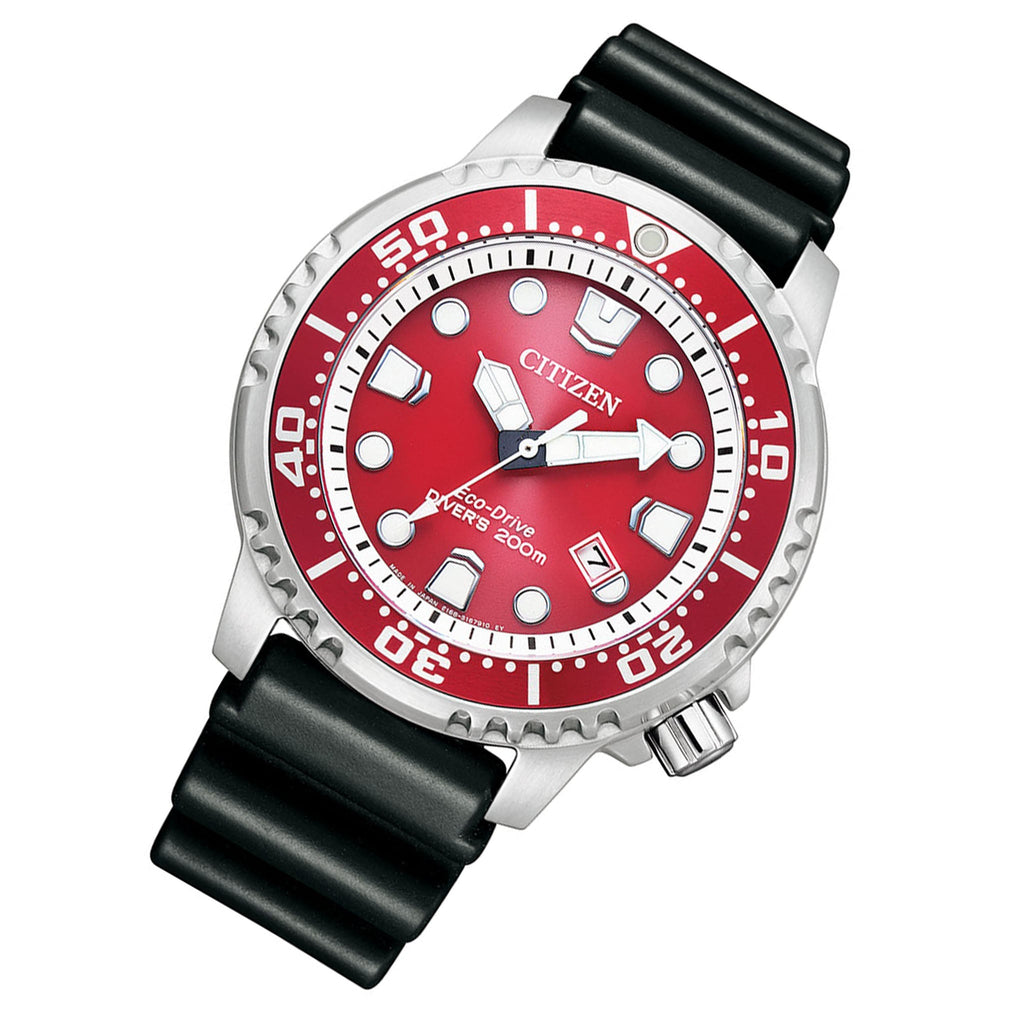 Buy Shop Citizen Eco Drive Promaster Marine Red Dial Black Rubber Strap Watch For Men - BN0159-15X USA Online