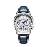Buy Shop Citizen Eco Drive Calendrier White Dial Blue Leather Strap Watch For Men - BU2020-11A USA Online