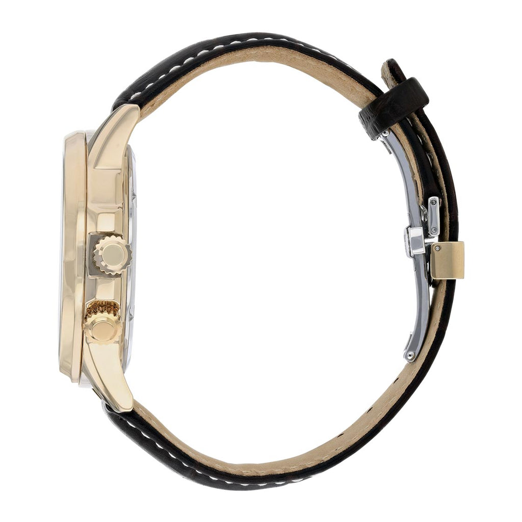 Buy Shop Citizen Eco Drive Calendrier Black Dial Brown Leather StrapWatch For Men - BU2023-12E USA Online