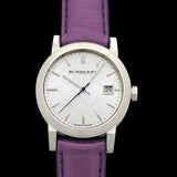 Buy Shop Burberry The City Silver Dial Purple Leather Strap Watch for Women - BU9122 USA Online