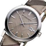 Buy Shop Burberry The City Beige Dial Chequered Brown Leather Strap Watch for Women - BU9029 USA Online