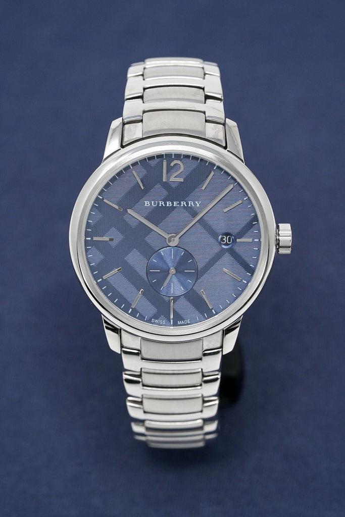 Buy Shop Burberry The Classic Blue Dial Silver Steel Strap Watch for Men - BU10007 USA Online
